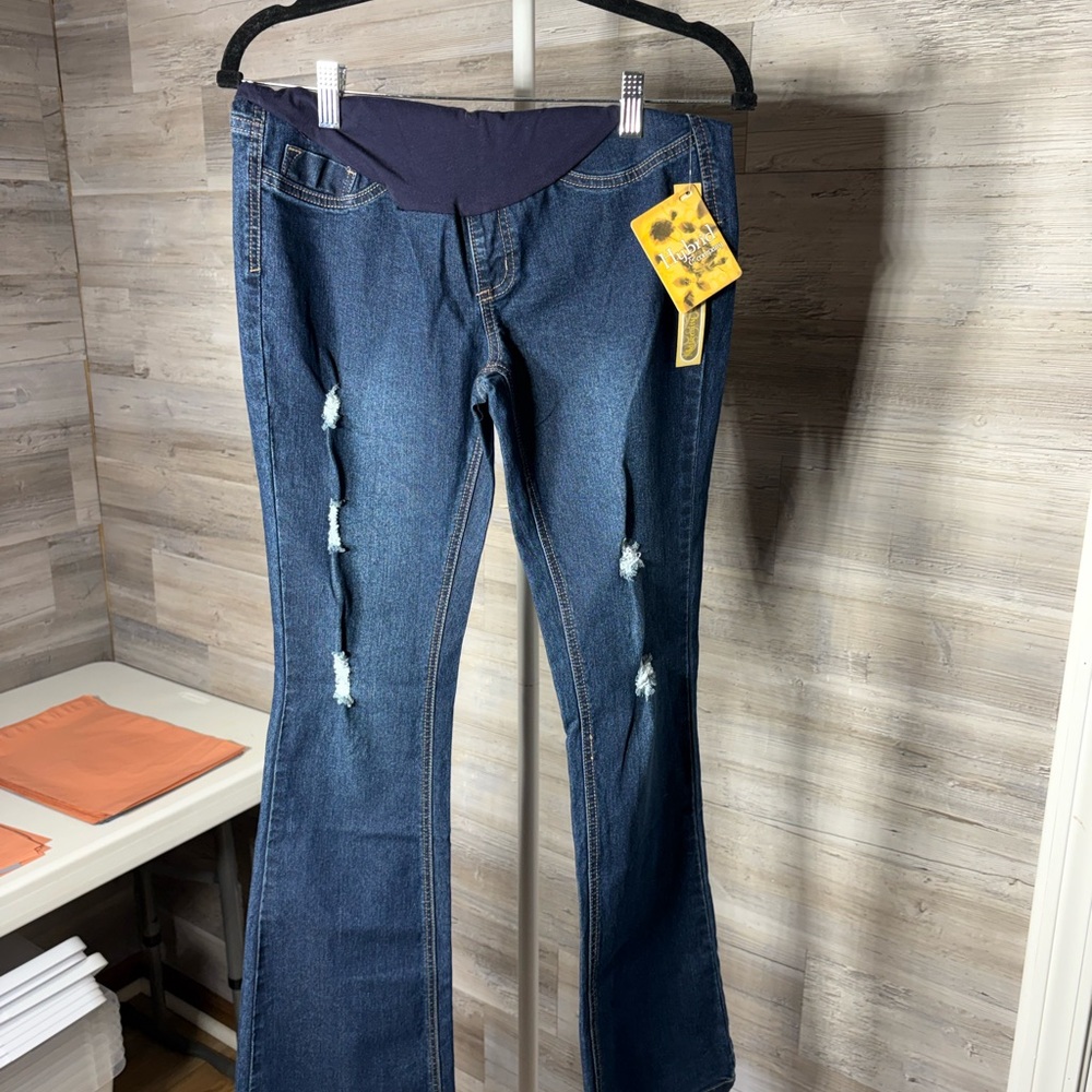 Hybrid & Company Dark Blue Flare Maternity Jeans 735